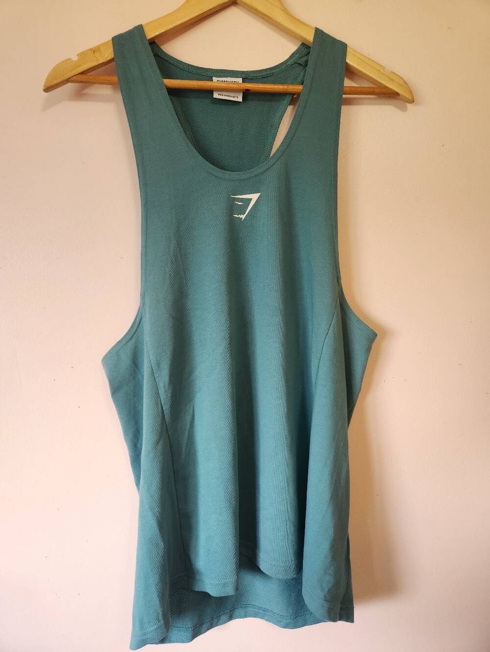 Gymshark React Stringer Tank Top Teal Green Mesh Back Workout Activewear Mens M